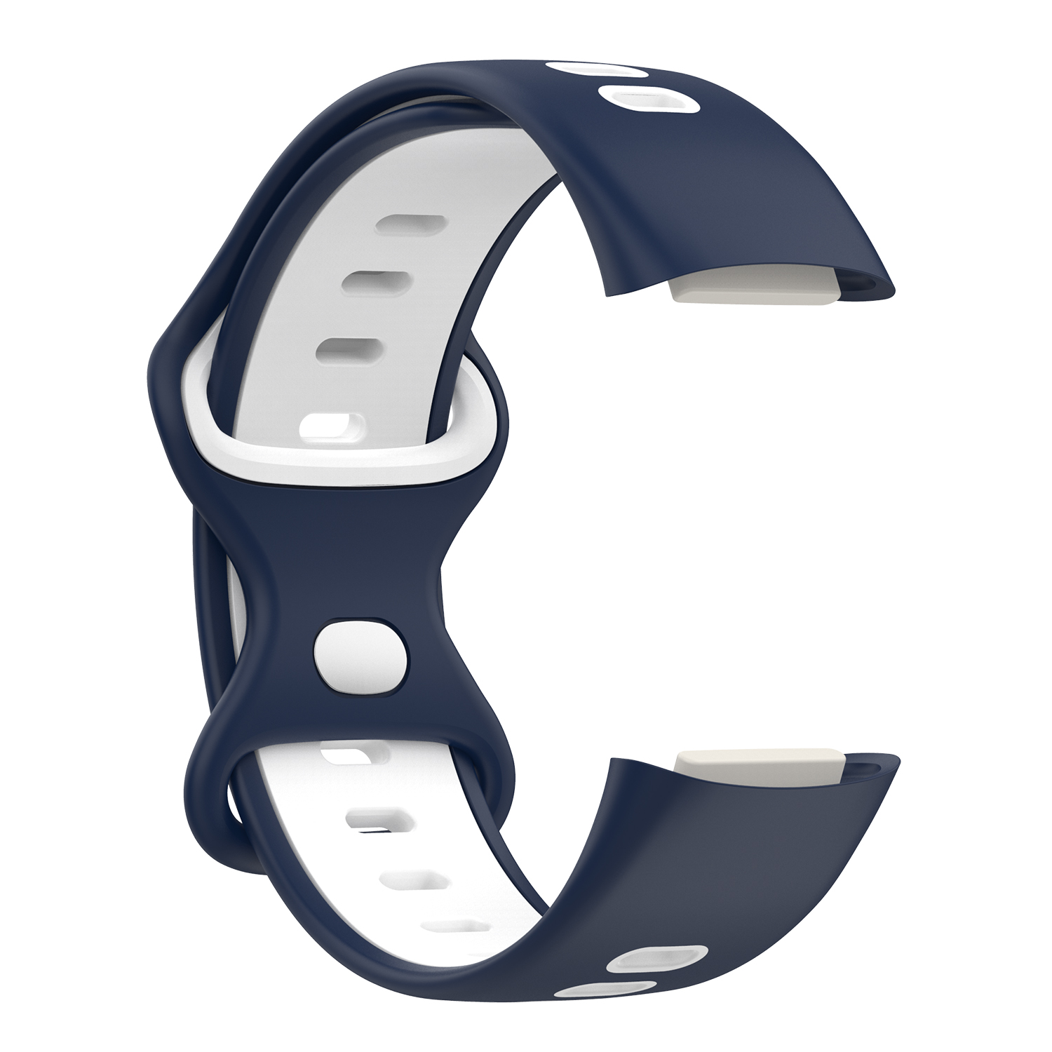 Pasek nylonowy do Fitbit Charge 5 elastyczna bransoletka z plecionki i dwukolorowy pasek silikonowy do Fitbit Charge 5 bransoletka pulsera: Dark Blue-White