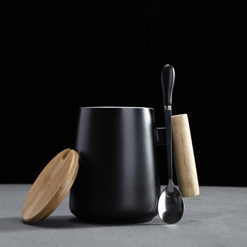 Creatieve Keramische Mok Houten Handvat Koffie Tumbler Cups Tazas De Ceramica Creativas Geurende Thee Melk Sap Cafe Tuimelaars Mokken