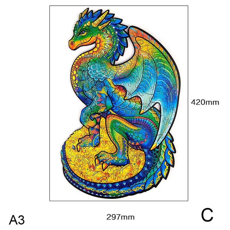 Wolf Shape DIY Wooden Puzzle For Adults Children Wooden Puzzles Animal Wooden Jigsaw Puzzle for Kids Toys: A3 long