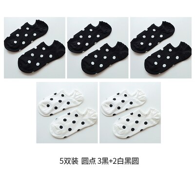5 pairs/Lot Women's Short Socks Pack Cute Heart Lovely Kawaii Dot Sweet Cotton Socks Women Ankle Socks Casual Sox: 5