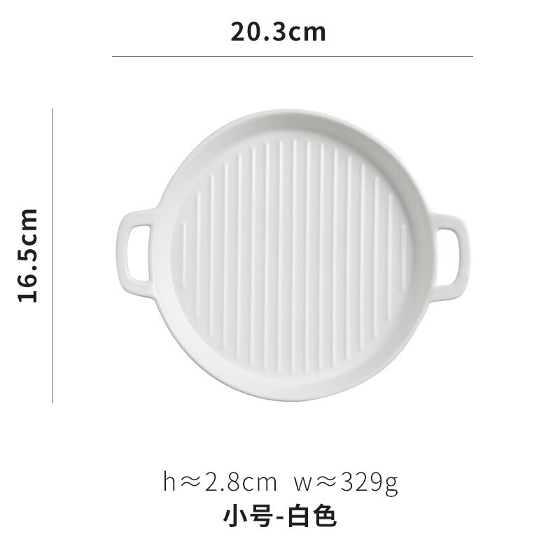 Binaural Baking Dish Pizza Dish Round Dish Plate Dish Oven Ceramic Western Kitchen Tableware Microwave Oven Flat Plate: 6