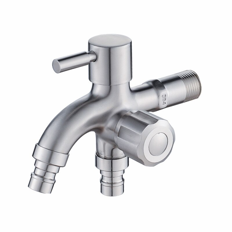 Edelstahl Waschmaschine Wasserhahn 1in 2 aus Multifunktions Wasserhahn Doppel Bibcock draussen Garten Waschmaschine Mopp klopfen: A