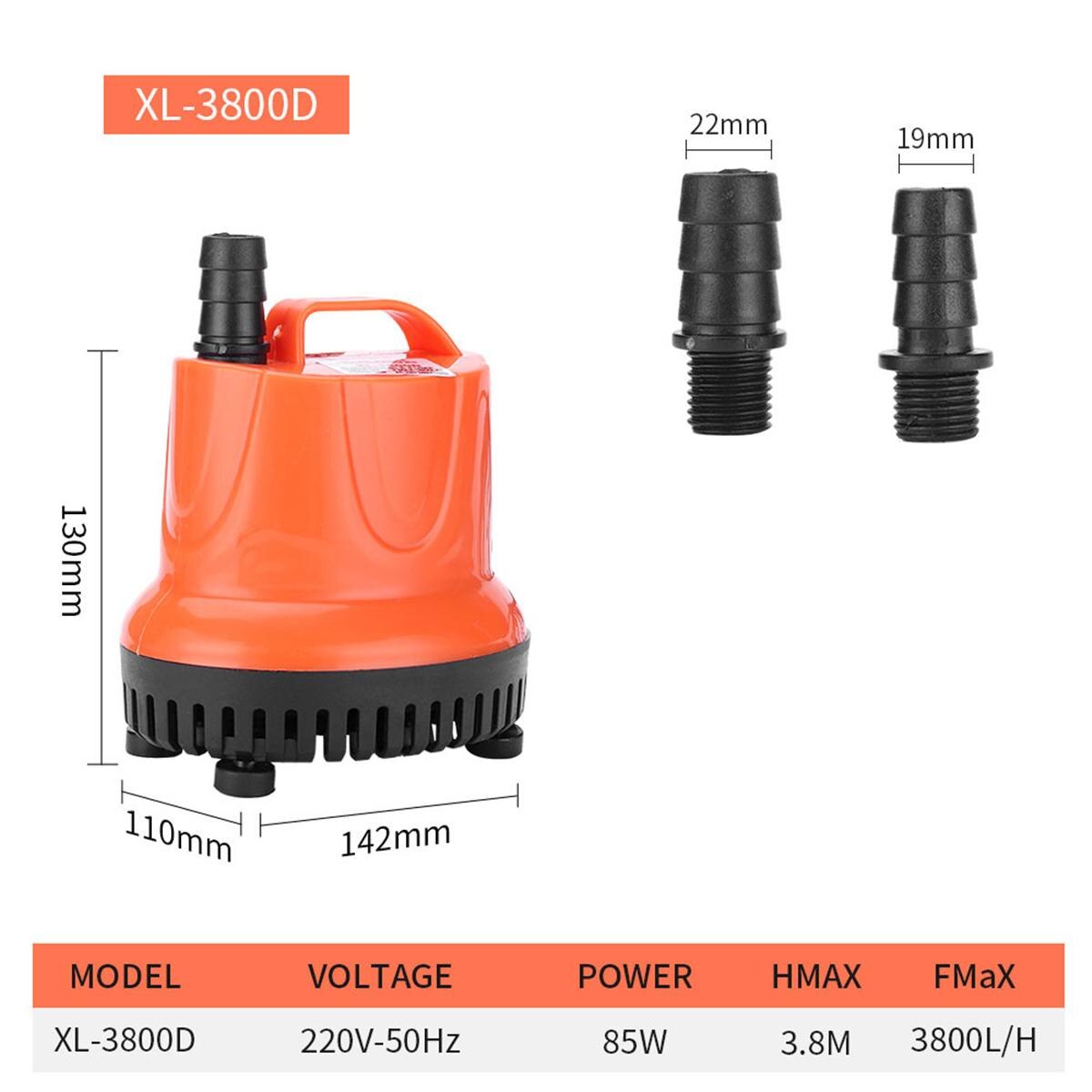 110W Submersible Water Pump Aquarium Fish Pond Tank Bottom suction Spout Control Clean Water change filter manure suction pump: XL-3500D 85W