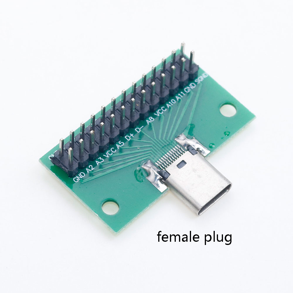 TYPE-C test platine stecker usb weiblich doppel reihe gerade stift männlich zweireihig gerade stift adapter stecker schweißen konvrter: Lavendel