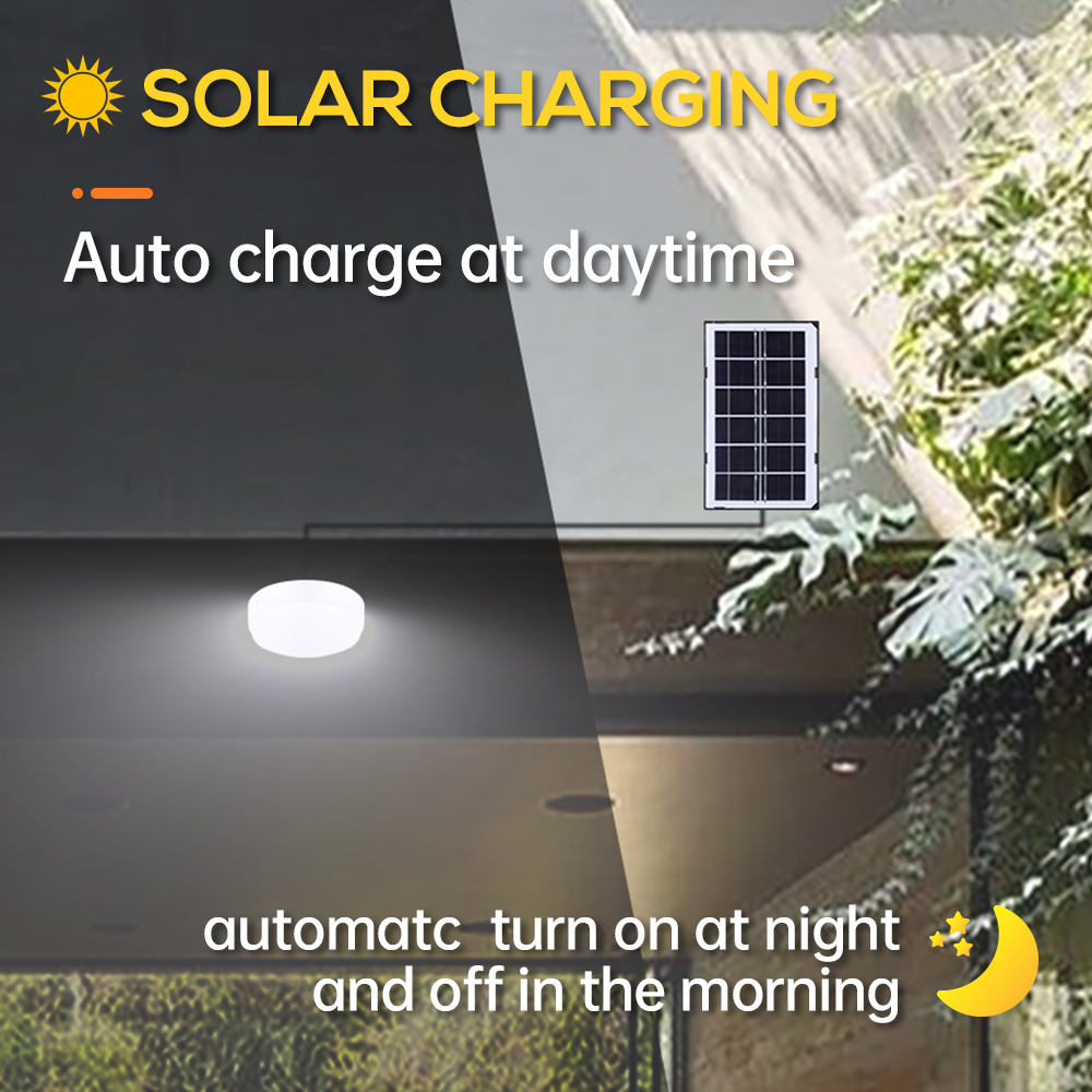 Solar Powered LED Ceiling Light 18W Solar LED Panel Light Remote Control Battery Timing Lighting Control Solar Park Garden Light