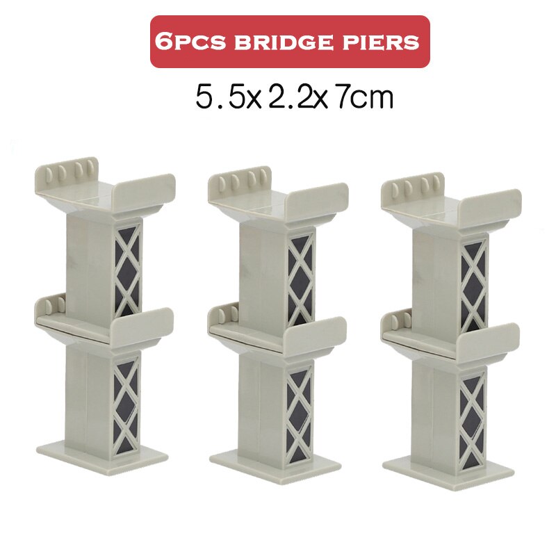 Wooden Railway Tracks Plastic Spiral Orbit All Kinds Bridge Piers Accessories fit for Thomas Biro All Brands Wooden Tracks Toys: 6pcs gray piersC