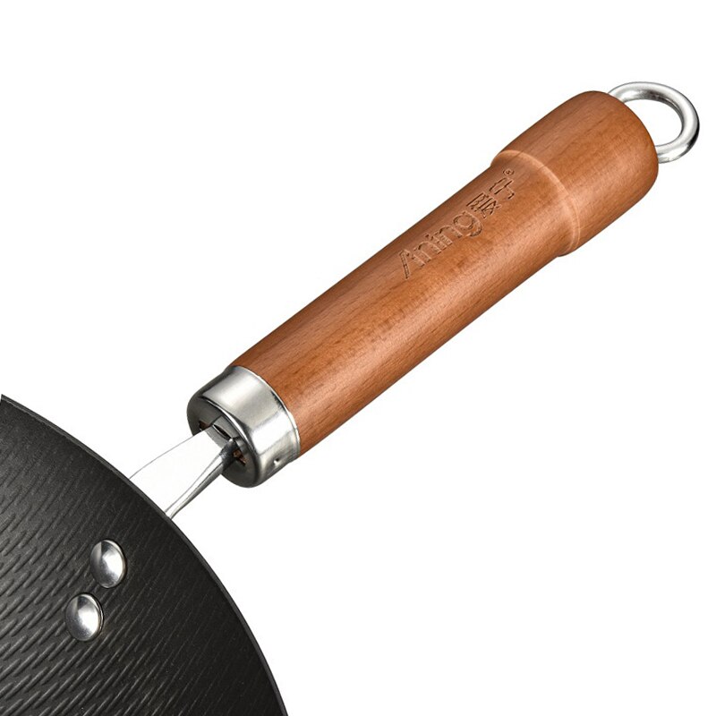 Wheat Grain Cast Iron Wok,Fine Iron Forged Chinese Wok,Uncoated Non-stick Pan,Kitchen Cooking Wok,Suitable For Kitchen Stove