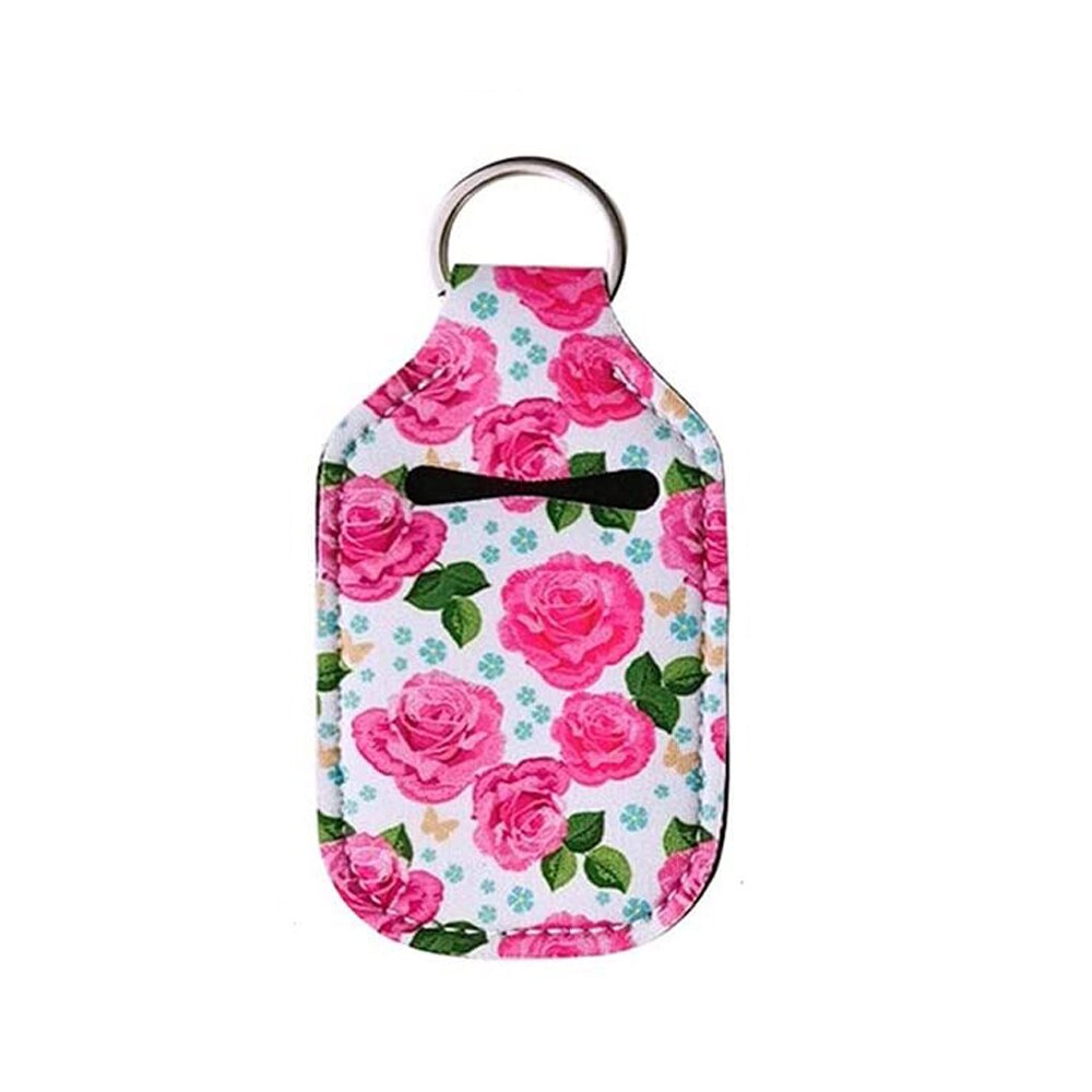 1PC Travel Neoprene Sanitizer Bottle Holder Bags with Keychain Key Rings Hand Soap Bottle Holder Cover Reusable for 30ml Bottles: XS06