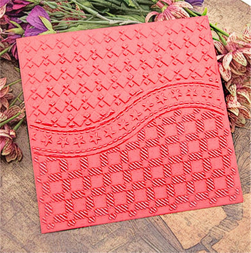 15x15cm Grid lines Embossing folders Plastic bump Scrapbooking DIY Template Fondant indentation Cake Photo Album Card Make