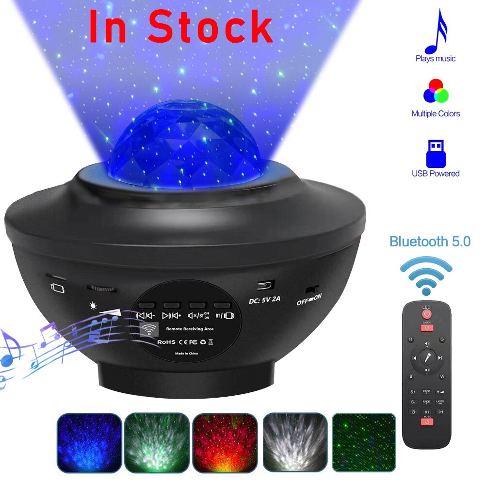 Kleurrijke Projector Sterrenhemel Night Blueteeth Usb Voice Control Muziekspeler Kid 'S Nachtlampje Romantische Galaxy Projector Lamp