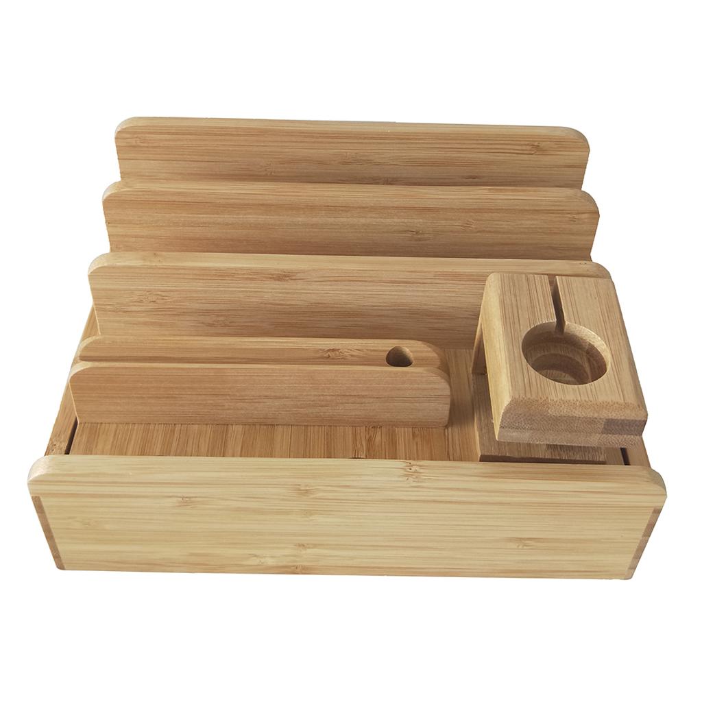 Wood Phone Stand Charging Dock Charge Station Holder Office Organizer