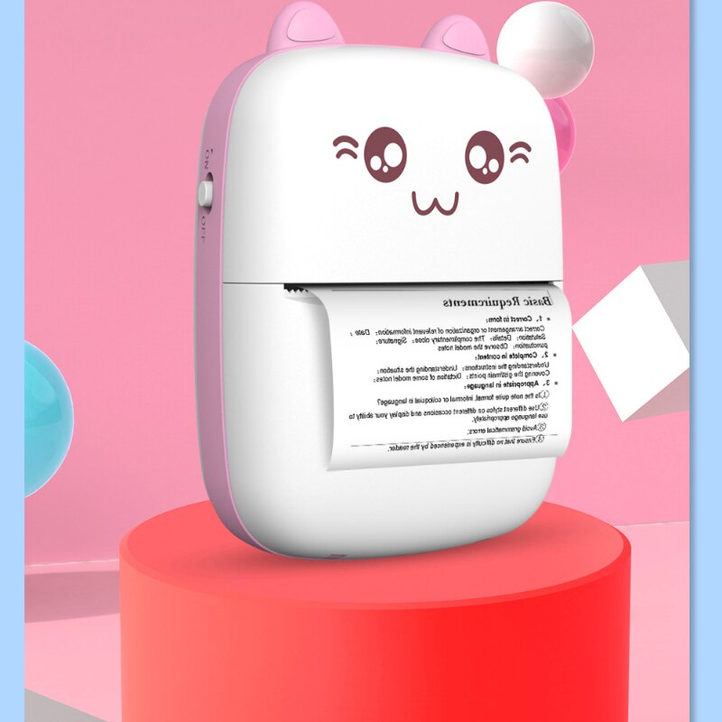 Cute Portable Bluetooth Mini Printer Photo Pocket Thermal Printer 200 Dpi 58mm Mobile Receipt Phone Printer Android IOS Student