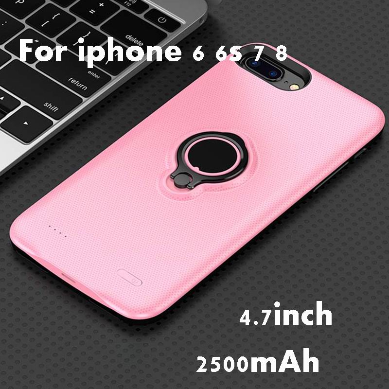 2500 Mah/3700 Mah Slanke Ultra Dunne Batterij Case Voor Iphone 8 7 6 6 S Power Bank Backup oplader Voor Iphone 6 6 S 7 8 Plus Cover: 6 6S 7 8 Pink