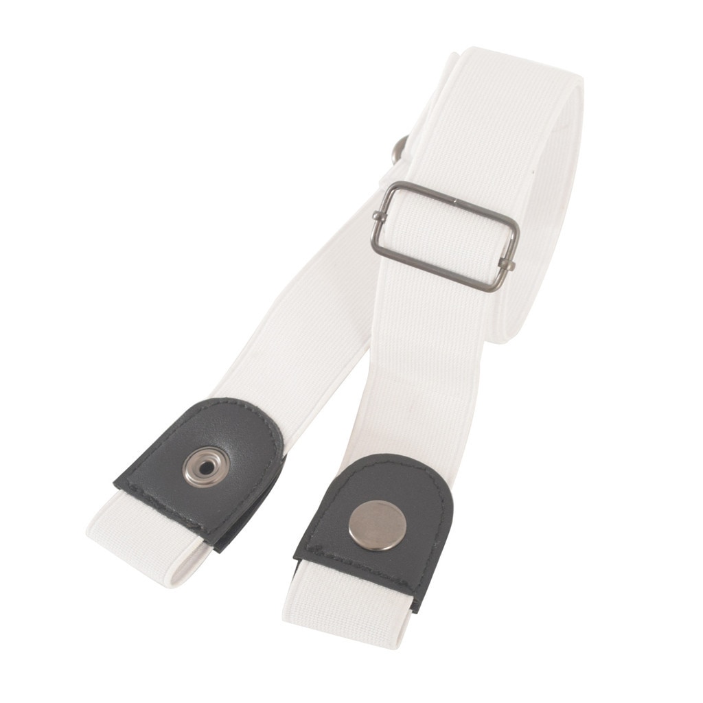Invisible Lazy Buckle-Free Elastic Waist Belt Stretchy Women Men For Jean Pants Dress Waistband Adjustable No Hassle Girdle Band: White 