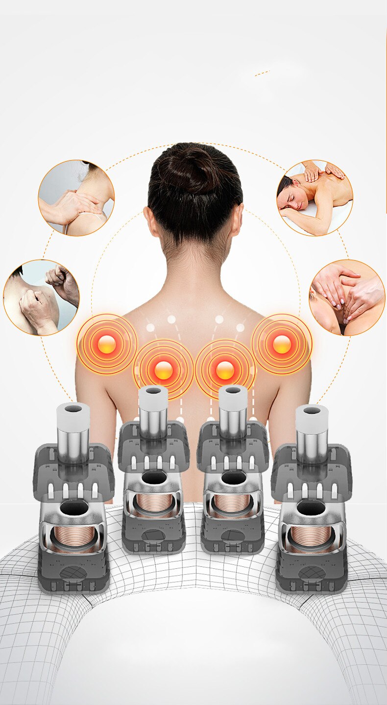 HANRIVER Electric Neck Shoulder Knocking Massager Shawl Cervical Back Waist Lumbar Massage Cape Device Health Care 4 KnockHeads