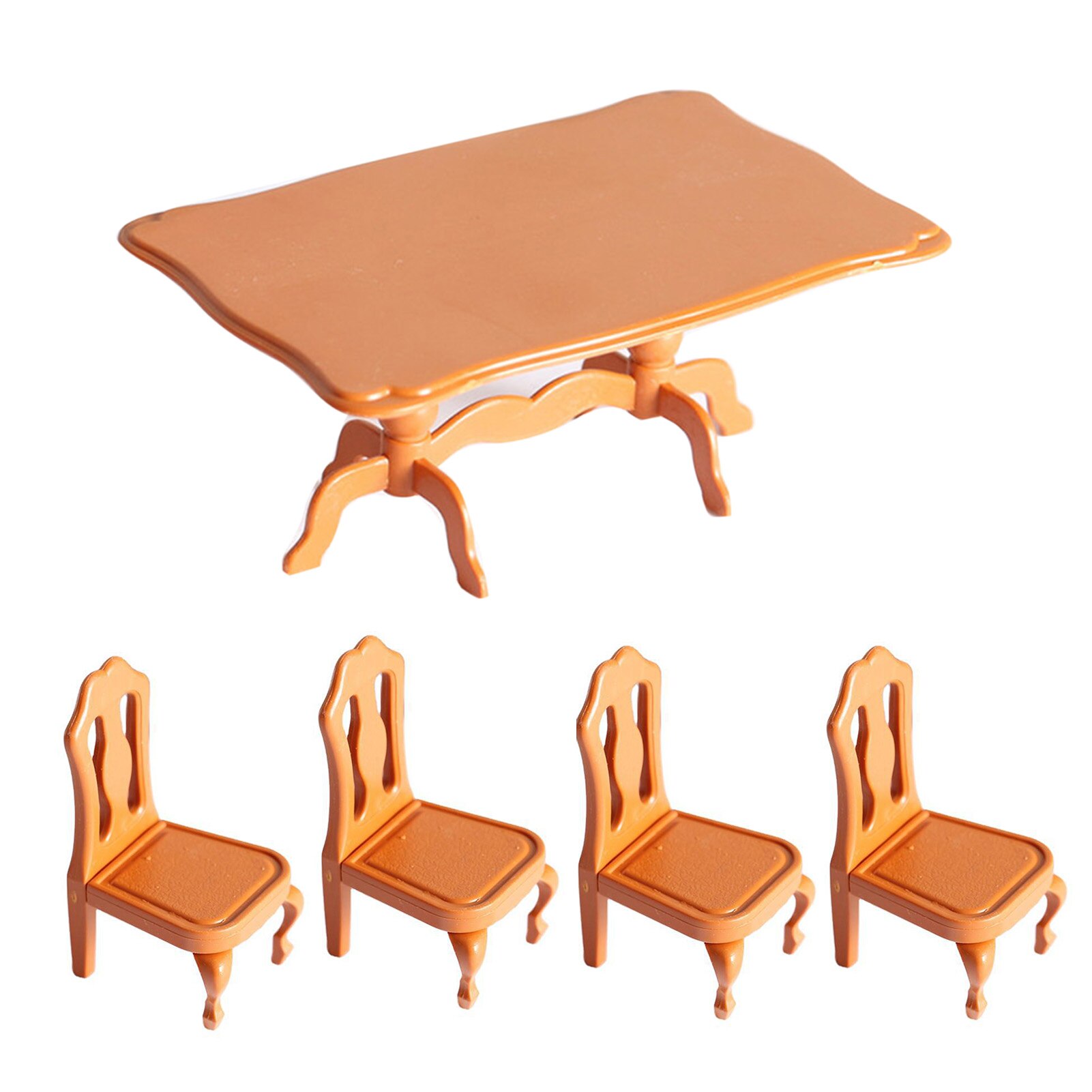 Dollhouse Mini Cute Plastic Furniture Model Miniature Table Chair Set Home Decor