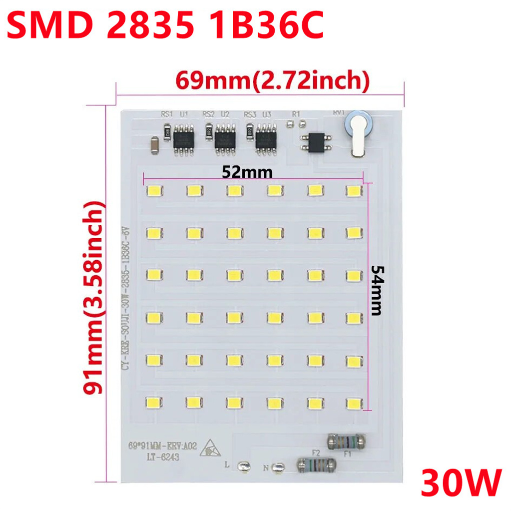 Puces de lampe LED 220V SMD puce 2835 IC intelligent Module de lumière LED remplacement 10W 20W 30W 50W 100W pour projecteur extérieur projecteur projecteur: Lavande / 50W