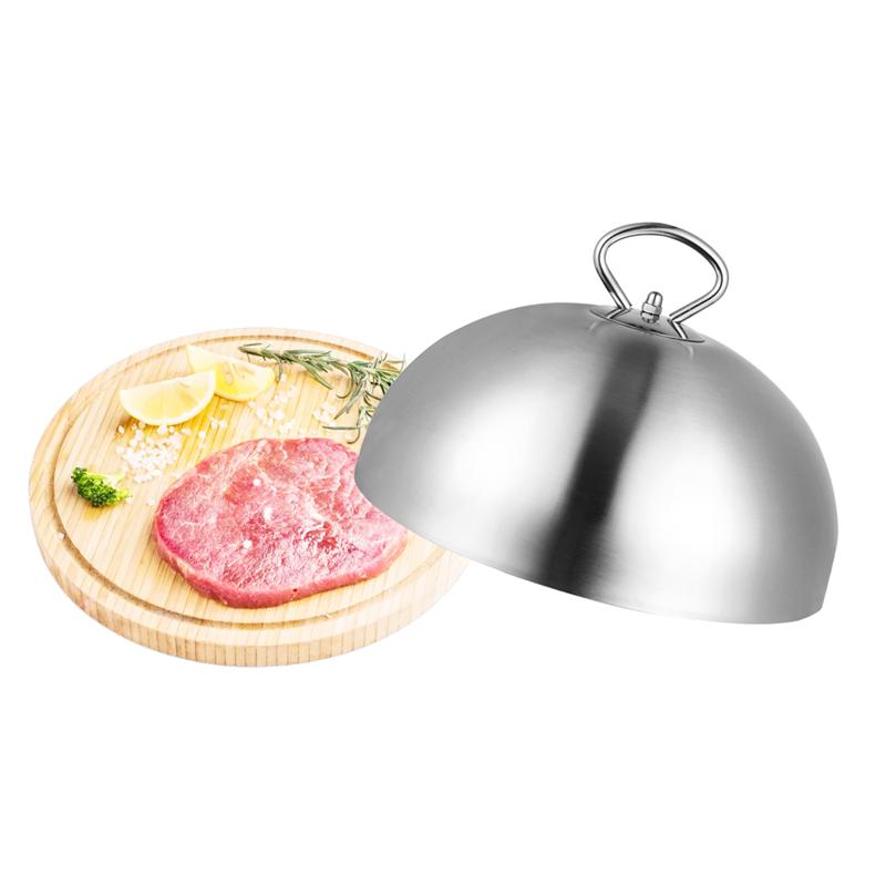 Køkken rustfrit stål bøfdæksel teppanyaki dome fad låg anti olie stænk mad dækning til restaurant madlavning (20/24/26/28cm)