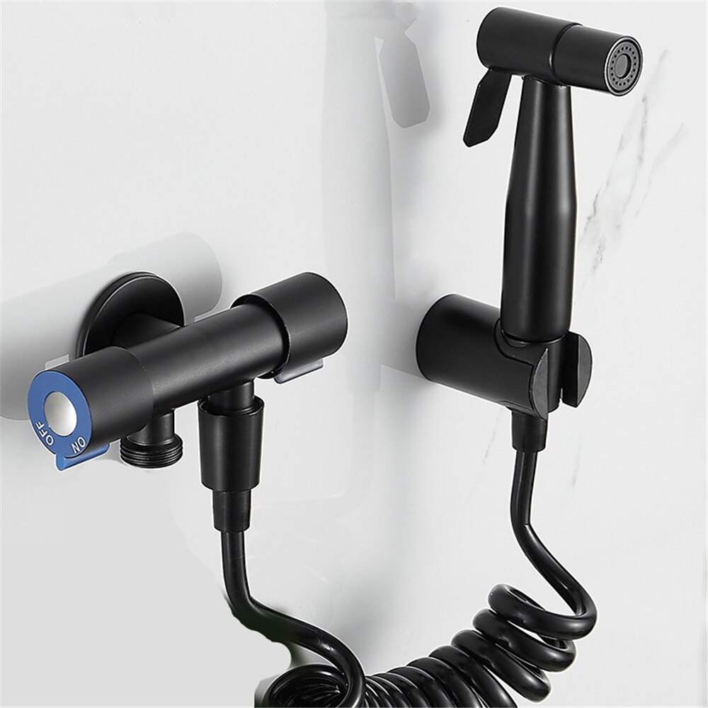 Black Handheld Toilet Bidet Sprayer Kit Stainless Steel Bidet Faucet Hand Sprayer Shower Head Bathroom Kitchen Faucet Accessory