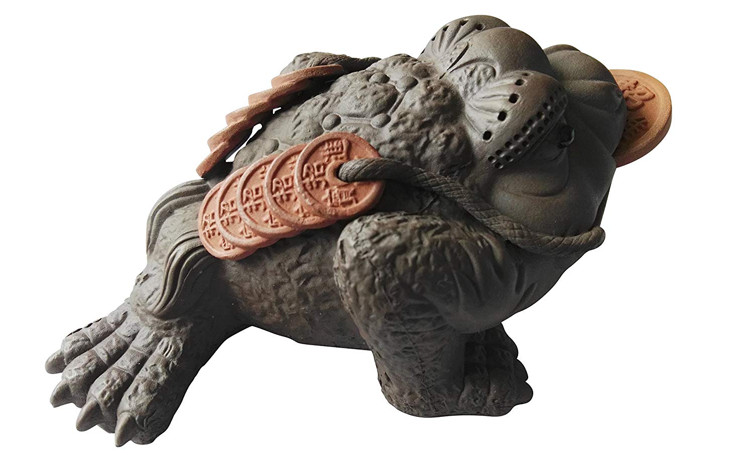 Chinese Tea Pet Zisha Lucky Toad Traditional Handmade Purple Clay Teapet on Kung Fu Tea Tray Kept by Collectors for Prosperity