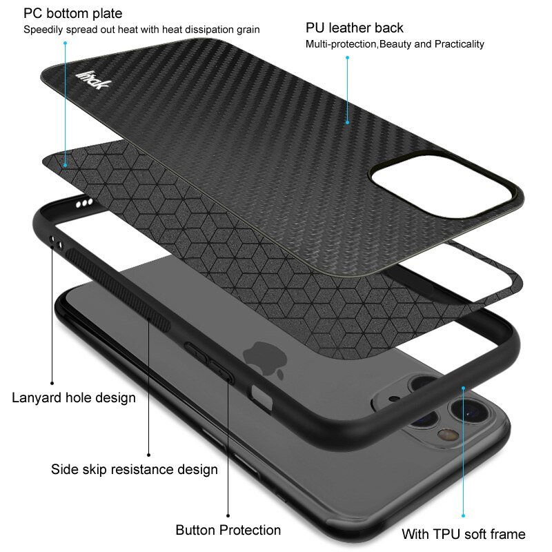 Imak Pu Leather Case Voor Zte Nubia Red Magic 6 Pro Carbon Fiber Fibre Saffiano Leather Protector Cover Shell