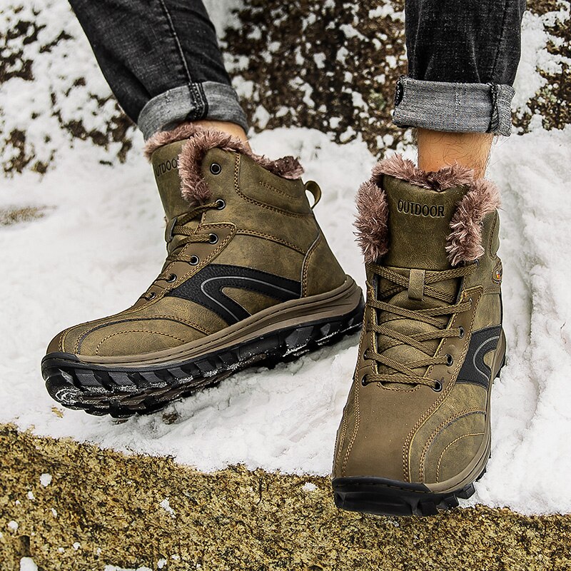 Sneakers Mannen Schoenen Met Bont Warm Houden Lederen Timber Land Werk Laarzen Mens Voet Outdoor Waterdichte Mannelijke Wandelschoenen