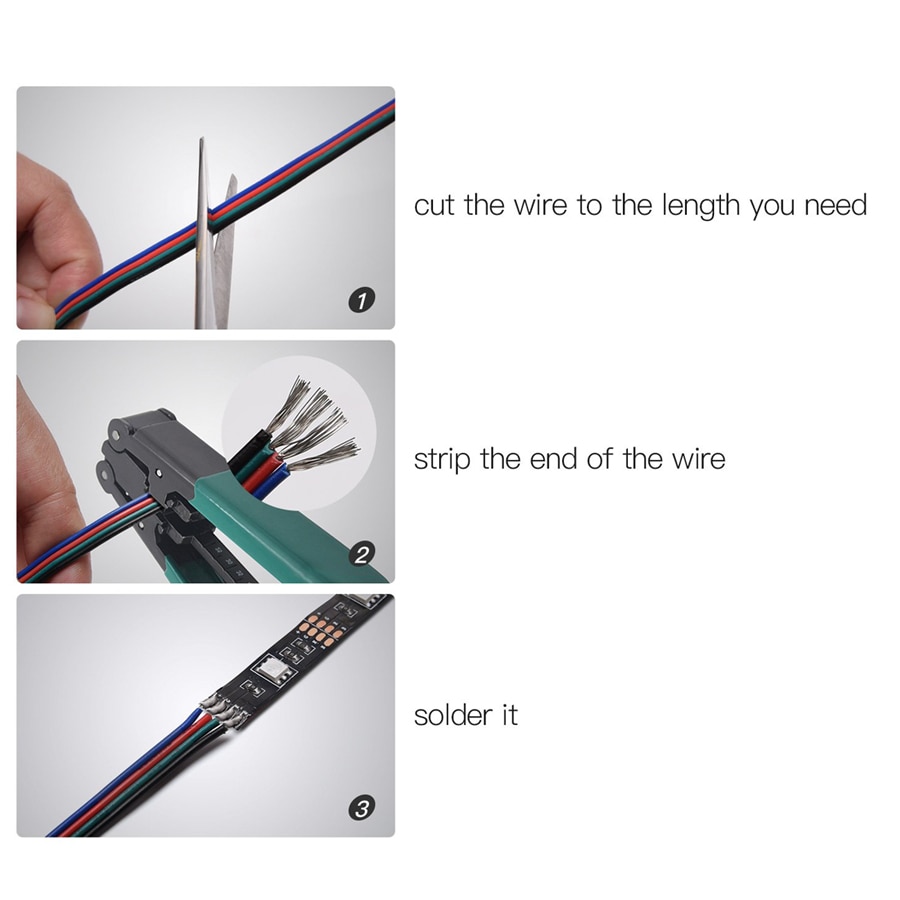 Cable de extensión RGB de 4 pines, 1M, 5M, 10M, 20M, Cable negro para 5050, 2835 smd, RGB, controlador de tira LED RGB