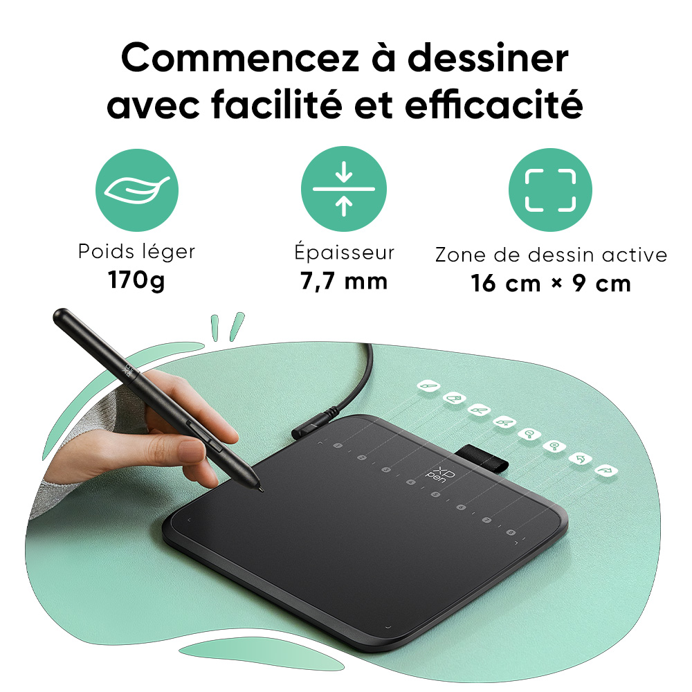 XPPen Deco 640 Graphics Tablet 16K Pressure Levels 16x9cm Drawing Area with 8 Keys 60 Tilt for OSU Game Android Windows Mac