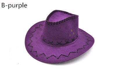 Cowboy hat male women's general hat cowboy hat Suede Look Wild West Fancy Dress Mens Ladies Cowgirl Unisex Hats: Purple 