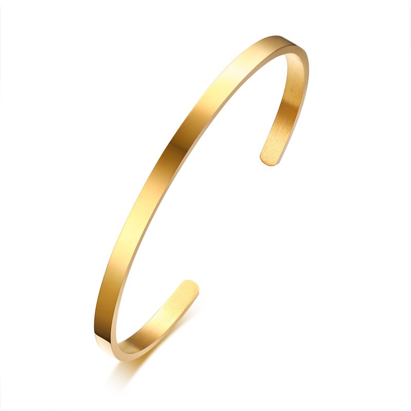 4mm manchet armbånd rustfrit stål mænds kærlighed manchet armbånd mandlige smykker: Guld