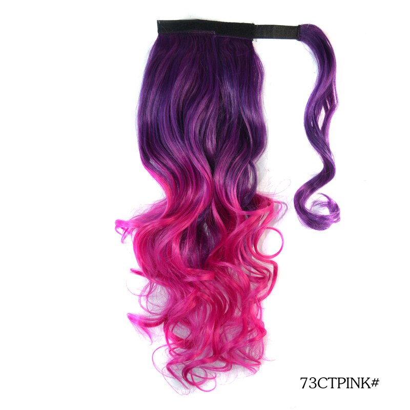 Jeedou Ponytails Wrap Around Ponytail Extension Wavy Synthetic Hair 45cm Balayage Ombre Color Messy Bohemian Style: 73CTPINK