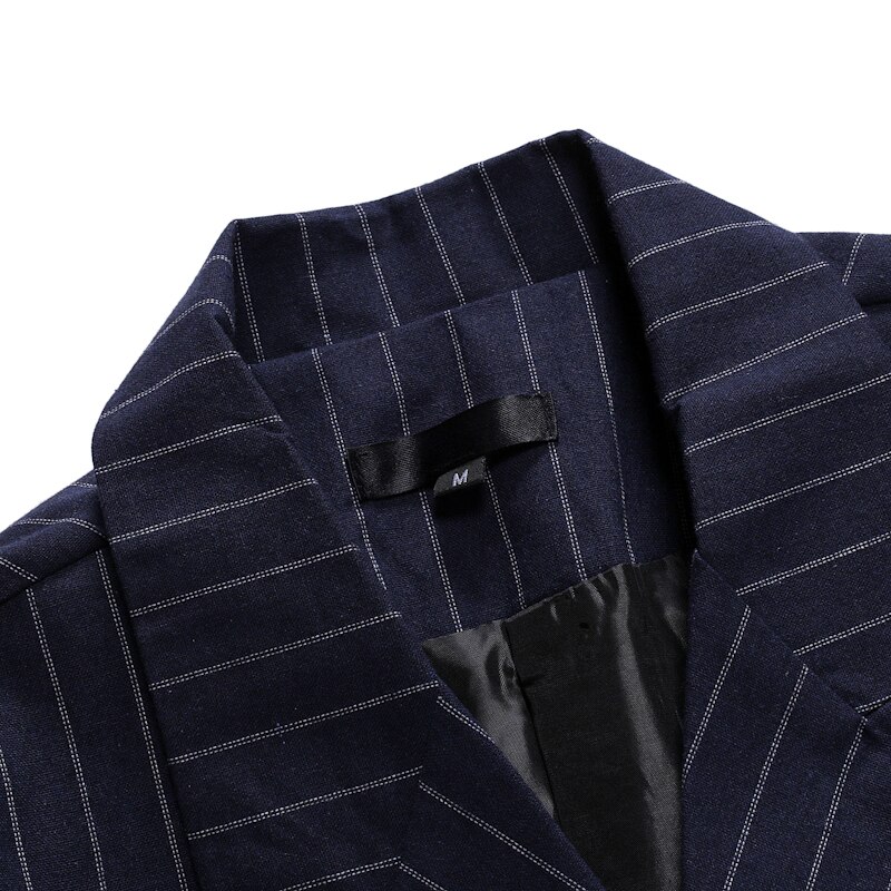Men's Double Brested Pinstripe Suit Jacket Brand Slim Fit Notched Lapel Dress Blazer Men Casual Business Formal Blazer Masculino