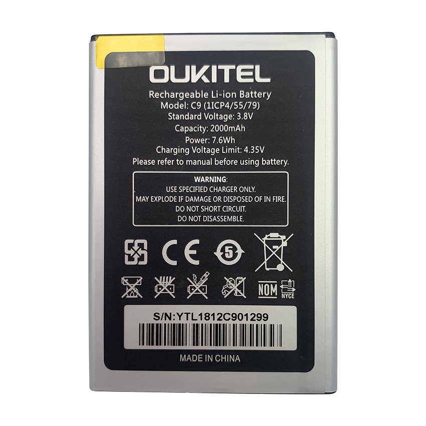 100% Originele 2000Mah Oukitel C9 Batterij Voor Oukitel C 9 Li-Ion Vervangende Smartphone Batterie Batteria