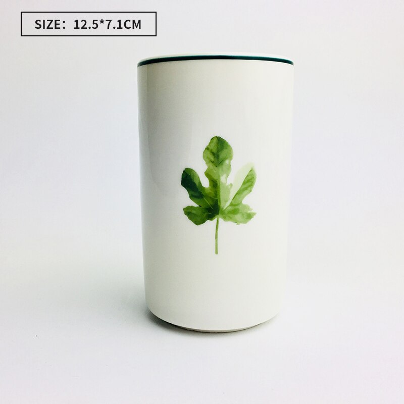 Multifunctionele Keramische Tandenborstelhouder Mond Cup Met Houten Lade Pen Case Badkamer Opslag Decoratie Accessoires Water Cup: 3-Cup