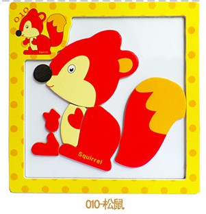 Holzspielzeug 3D Magnetische Puzzle Holz Baby Spielzeug Tiger/Bär Frosch Cartoon Tiere Kühlschrank Magnet Pädagogisches: Squirrel