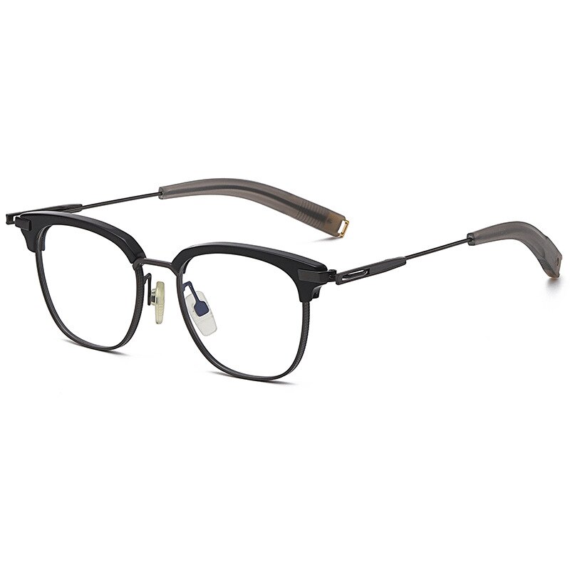 Montura de placa para gafas para hombre, Marco para cejas, Dita411 con el mismo marco grande de cara ancha, se puede combinar con vidrio Retro para Miopía: black gun