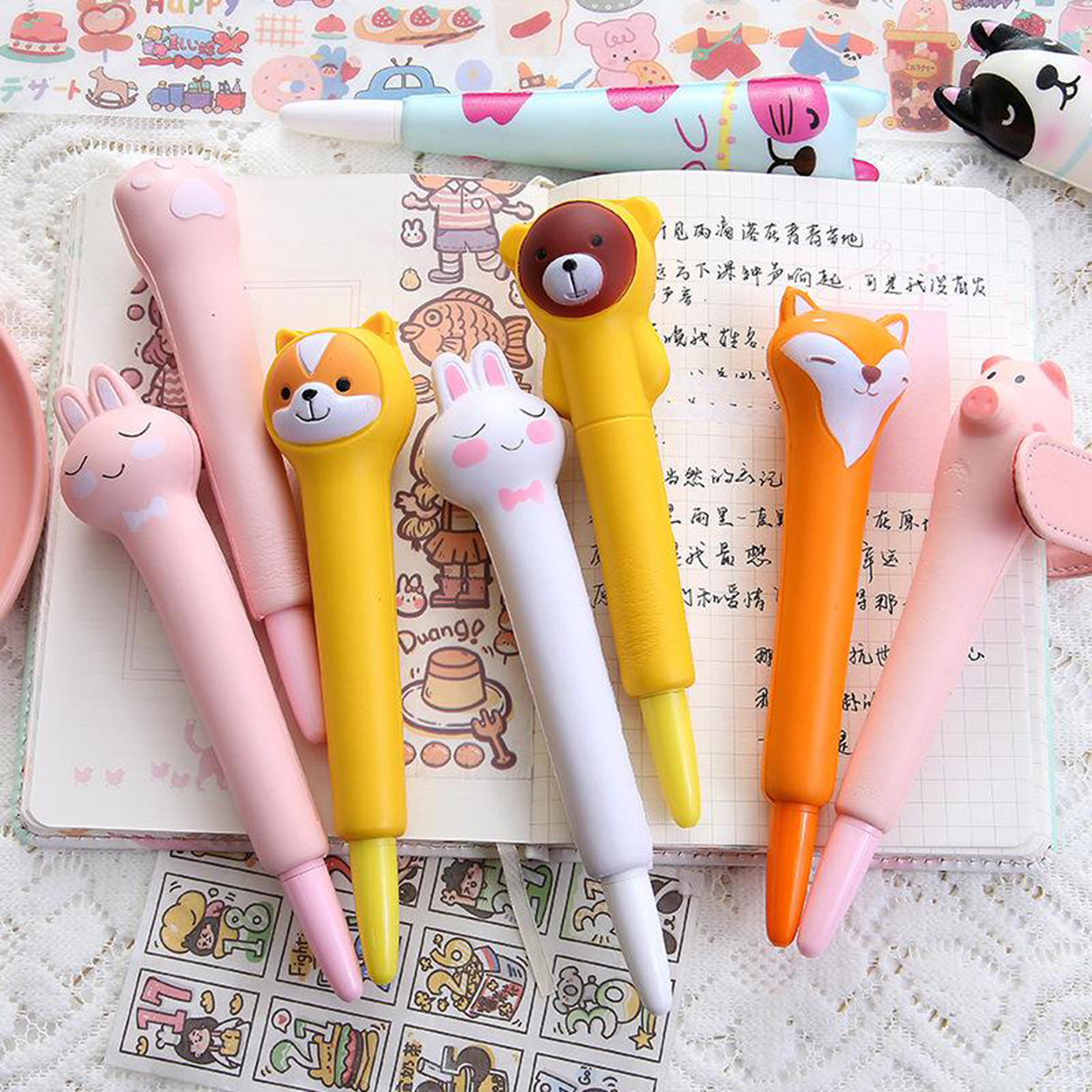 Langsam steigend Bleistift Stift Weichen quetschen Stift Squishy Stifte Großen betonen Linderung Spielzeug Bleistift Deckel Rosa Kaninchen für freundlicher