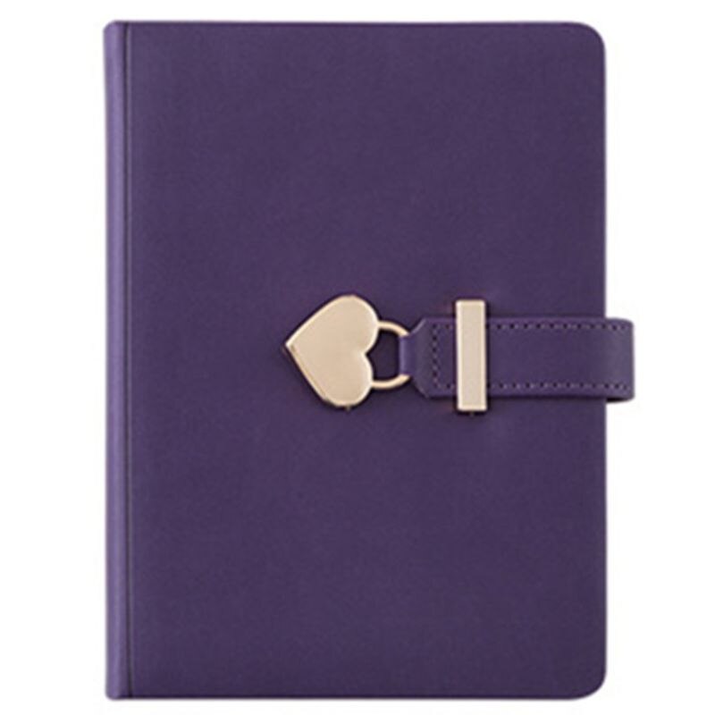 B6 Notebook Notepad Heart Lock Leather Cover Journal Diary Planner Stationery L41F: Purple 