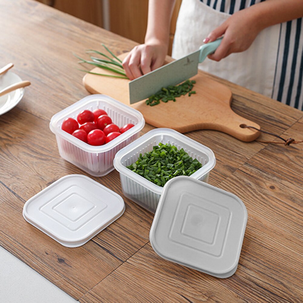 Drain Sealed Ginger Container Crisper Debris Fridge Storage Boxes Tray Refrigerator Organizer Kitchen Fridge Storage Box: Grey