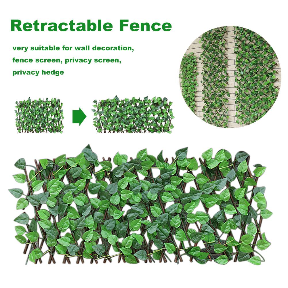 Artificial Wood Expanding Trellis Fence Retractable Fence Artificial Garden Plant Fence UV Protected Privacy Screen: Default Title