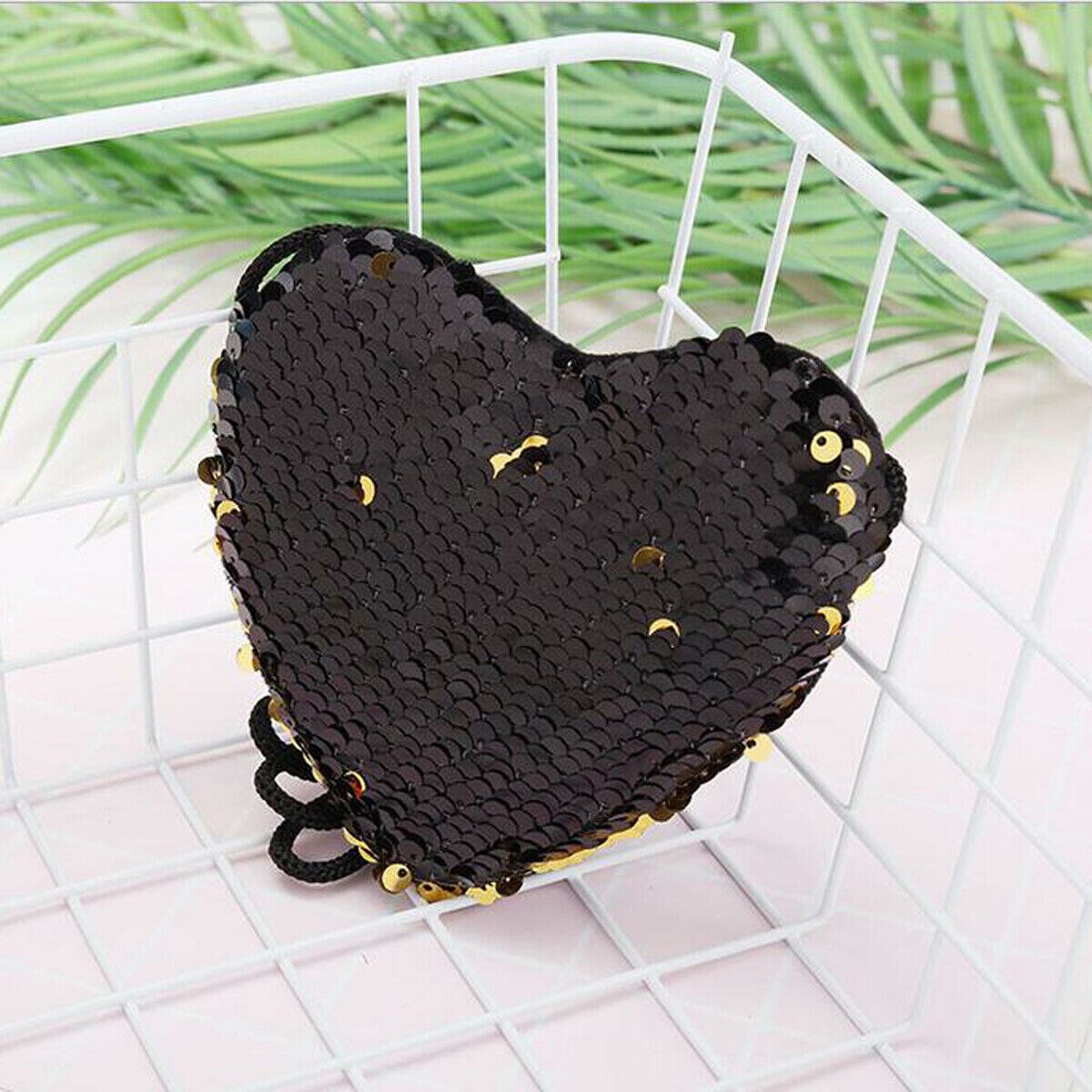 Accesorios para bebé, monedero de corazón para mujer y niña, Bolso pequeño de lentejuelas, bolso de mano de , accesorios para niños,: Negro