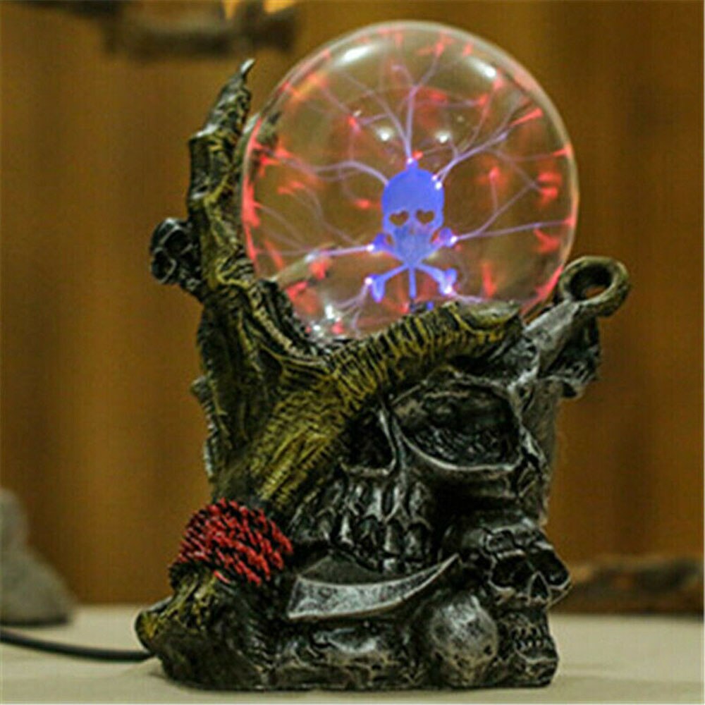 Gotycka czarna ręka z czaszką Tesla szklana kula plazmowa lampa oświetleniowa impreza magia