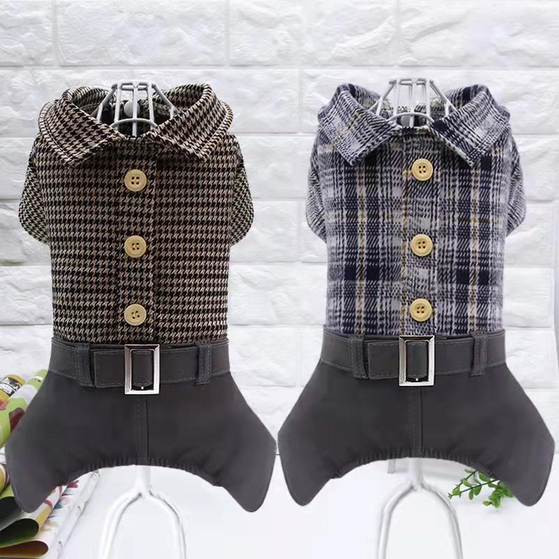 Ropa de primavera y otoño para perro, mono de rejilla para gato y perro, peleles para perros pequeños, camisa para cachorro, pomeraniano osito, chihuahua, caniche