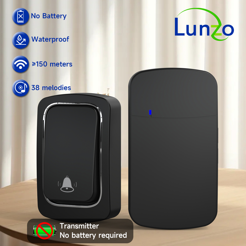 Sonnette sans fil, aucune batterie requise, étanche, auto-alimentée, ensembles de sonnettes de porte, carillon cinétique pour la maison et l'extérieur