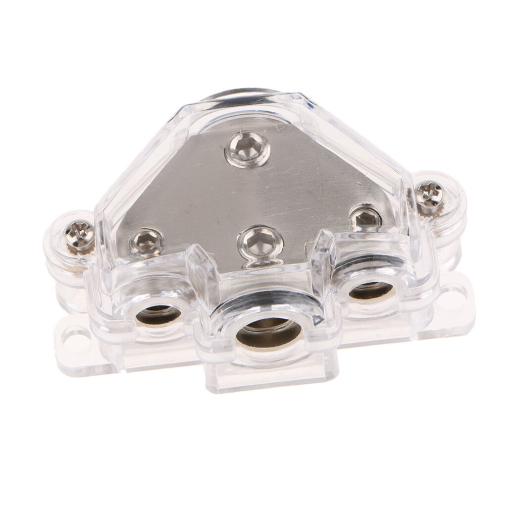 Car Automotive Power/Ground Cable Splitter Distribution Block 1 In 3 Out Nickel Plated