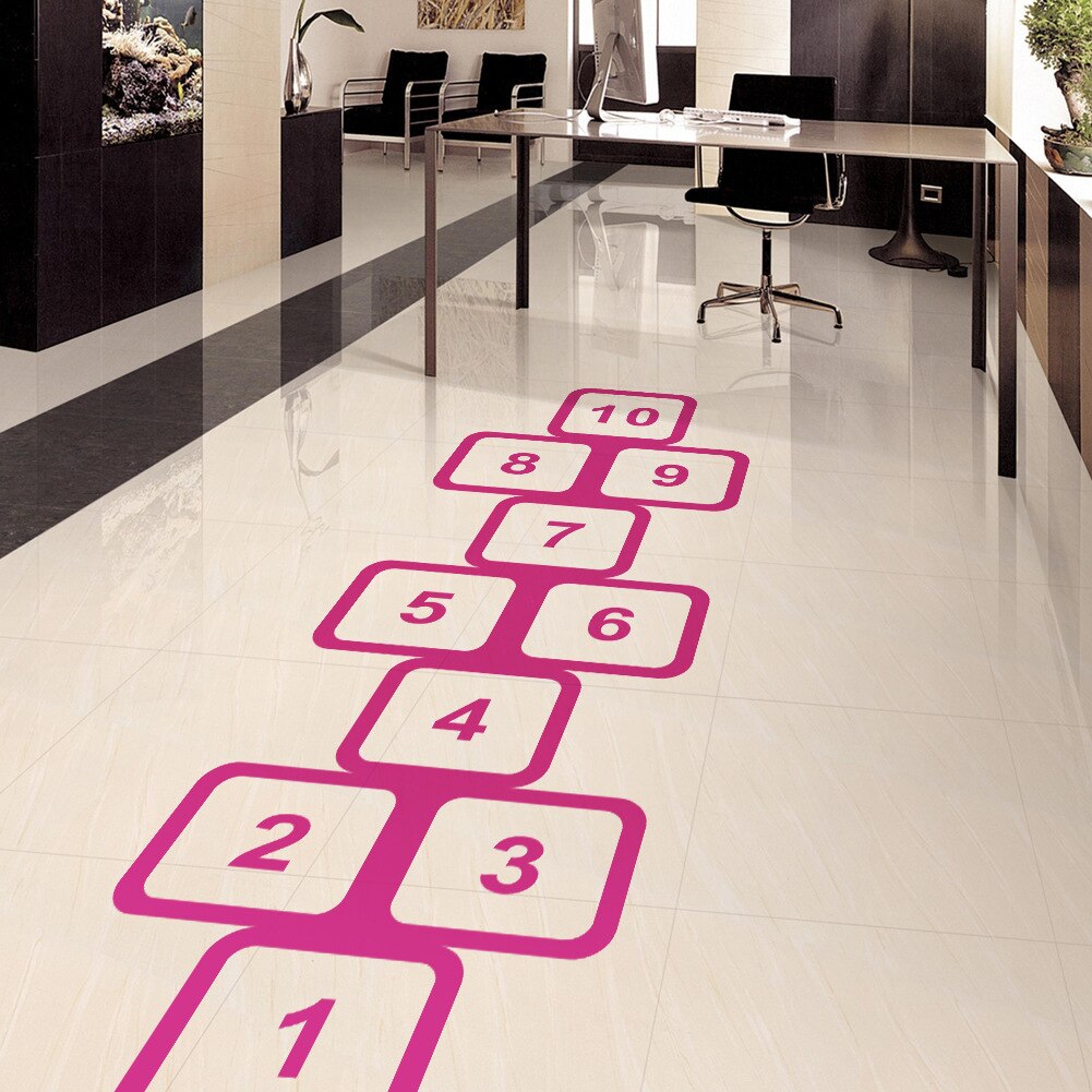 Nursery PVC Hopscotch Floor Sticker Oilproof Wall Kids Room Children Childhood Memories Removable Bedroom Art Mural Family Game