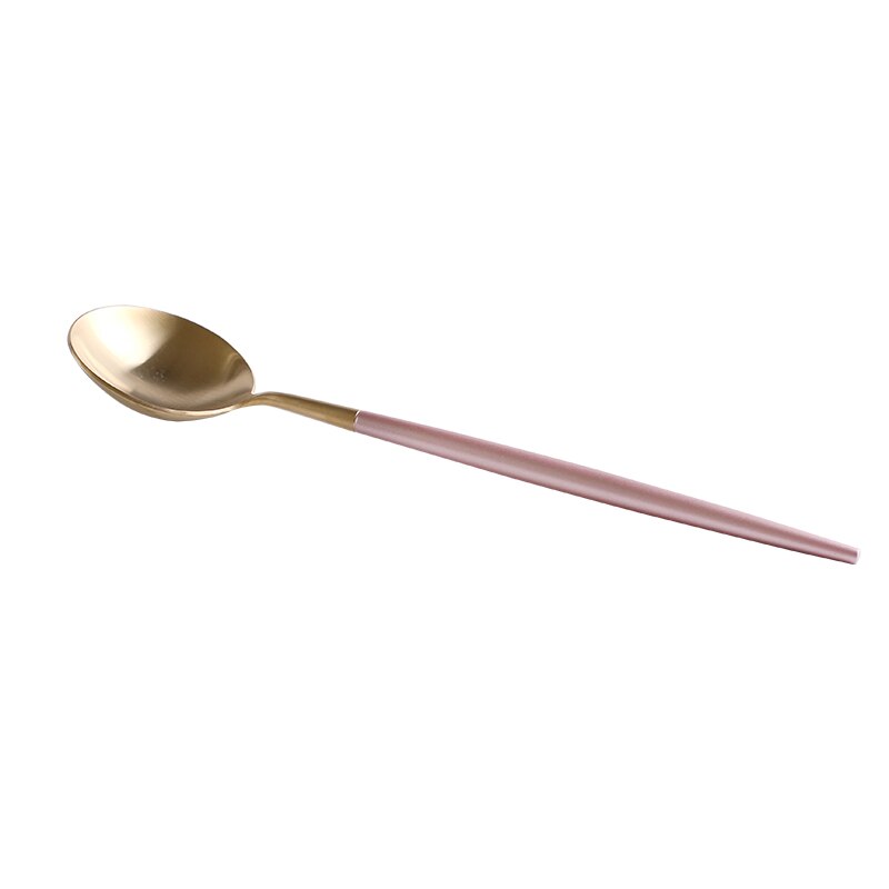 Korean Royal Pink Golden Tableware Cutlery Set Dinner Knife S poon Fork Sets 18/8 Stainless Steel Western Gold Dinnerware Set1pc
