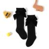 Calcetines con lazo a la para niñas, cómodos y elegantes, hasta la rodilla: Negro / 0-3 years