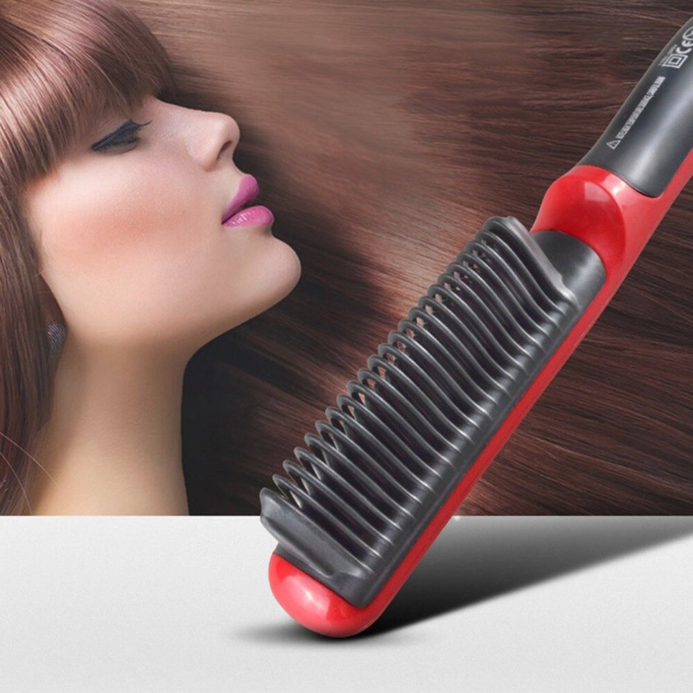 Durable Electric Straight Hair Comb Brush LCD Heated Ceramic Hair Beard Straightening Brush EU/US/UK/AU Plug Hair Straightener