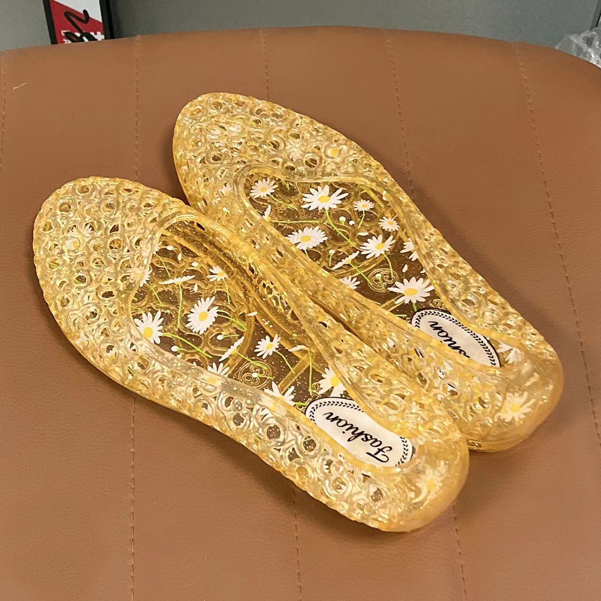 Sandalias De Mujer, Sandalias planas con lentejuelas para Mujer, zapatos De gelatina para playa para Mujer, Sandalias planas transparentes